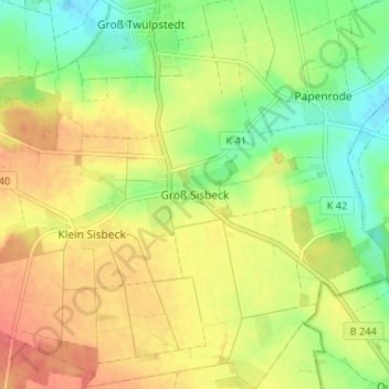 Carte topographique Groß Sisbeck, altitude, relief