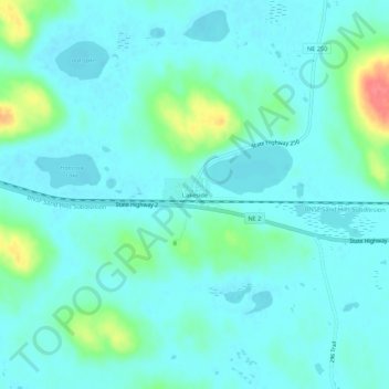 Carte topographique Lakeside, altitude, relief