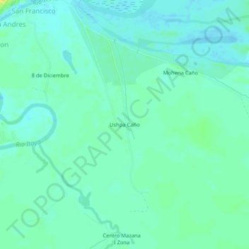 Carte topographique Ushpa Caño, altitude, relief