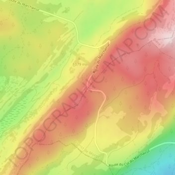 Carte topographique Col du Marchairuz, altitude, relief