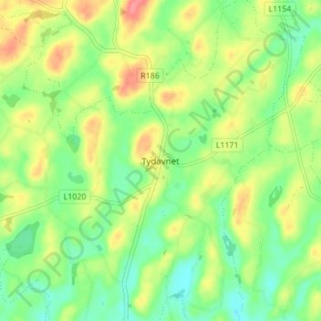 Carte topographique Tydavnet, altitude, relief