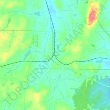 Carte topographique Green, altitude, relief