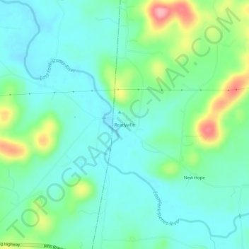 Carte topographique Readyville, altitude, relief