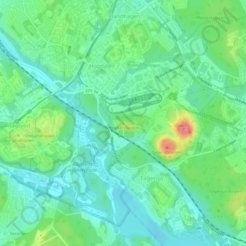 Carte topographique Högdalstoppen, altitude, relief