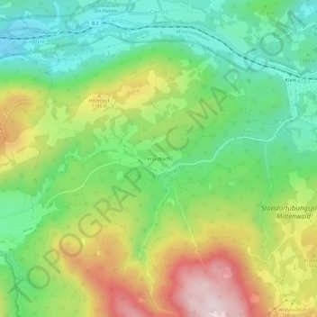 Carte topographique Kranzbach, altitude, relief