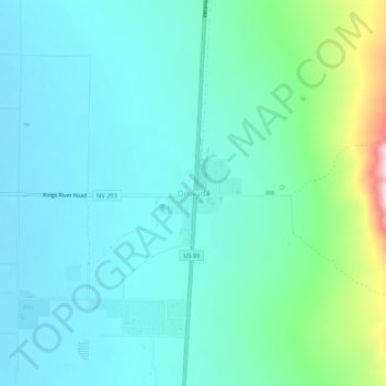 Carte topographique Orovada, altitude, relief