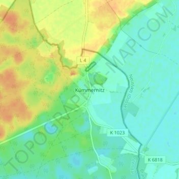 Carte topographique Kümmernitz, altitude, relief