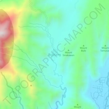 Carte topographique Bulalang, altitude, relief