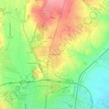 Carte topographique Rente de Valmy, altitude, relief
