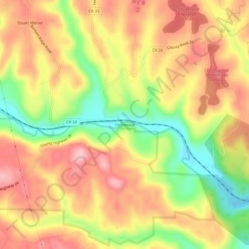 Carte topographique Fernwood, altitude, relief