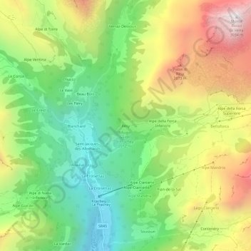 Carte topographique Résy, altitude, relief