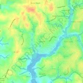 Carte topographique The Links, altitude, relief