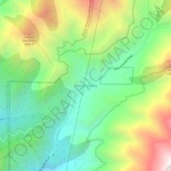 Carte topographique Mount Baldy, altitude, relief