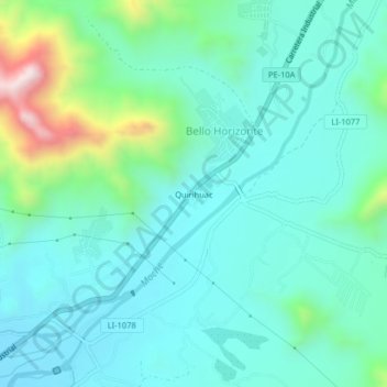 Carte topographique Quirihuac, altitude, relief