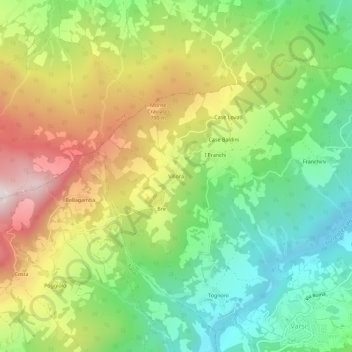 Carte topographique Villora, altitude, relief