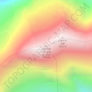 Carte topographique Kongur Tagh, altitude, relief