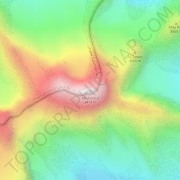 Carte topographique Mount Athabasca, altitude, relief