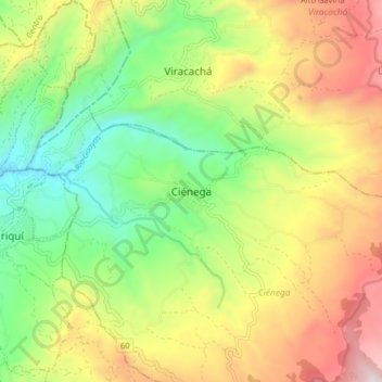 Carte topographique Ciénega, altitude, relief