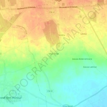 Carte topographique Vieux Tolga, altitude, relief