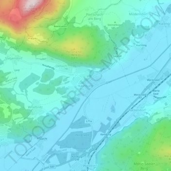 Carte topographique Karnburg, altitude, relief
