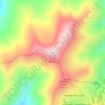 Carte topographique James Peak, altitude, relief