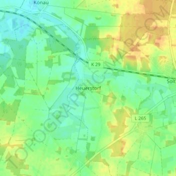 Carte topographique Heuerstorf, altitude, relief