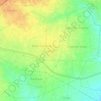 Carte topographique Lungo, altitude, relief