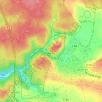 Carte topographique Halde, altitude, relief