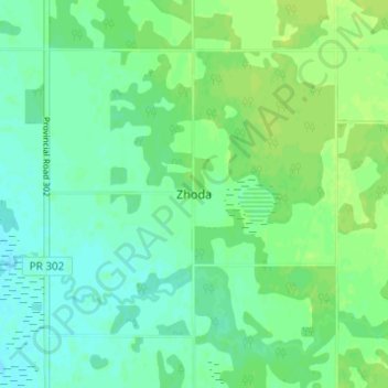 Carte topographique Zhoda, altitude, relief