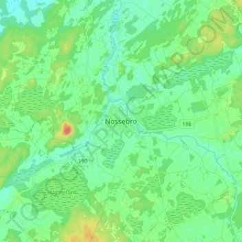 Carte topographique Nossebro, altitude, relief