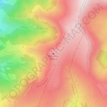 Carte topographique Puy Gros, altitude, relief