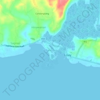 Carte topographique Villalimpia, altitude, relief