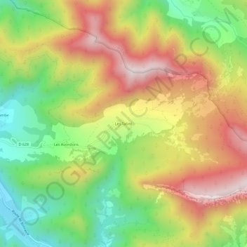 Carte topographique Les Tatins, altitude, relief