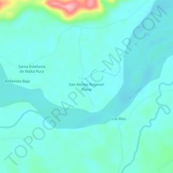 Carte topographique San Alonso Rogeron Tapuy, altitude, relief