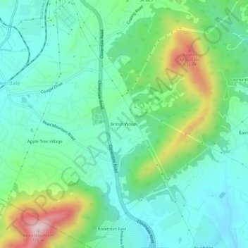 Carte topographique British Woods, altitude, relief
