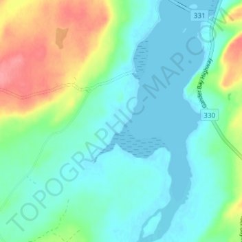 Carte topographique Gander Bay, altitude, relief