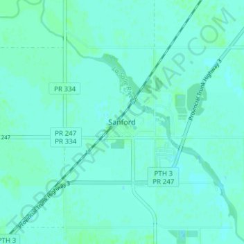 Carte topographique Sanford, altitude, relief