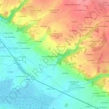 Carte topographique La Colle, altitude, relief