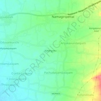 Carte topographique Kallanguttu, altitude, relief