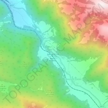 Carte topographique Castello di Corno, altitude, relief
