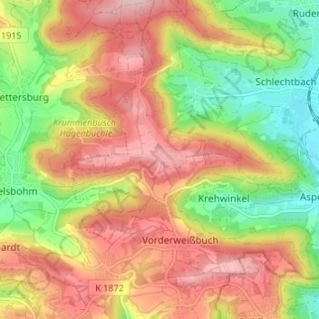 Carte topographique Necklinsberg, altitude, relief