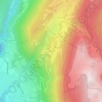 Carte topographique Le Bouant, altitude, relief