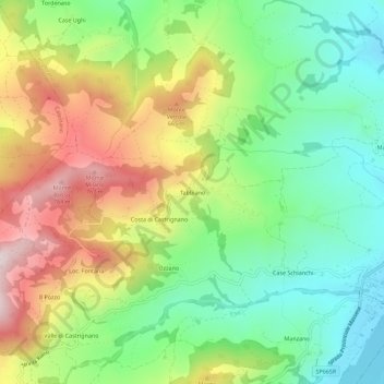 Carte topographique Tabbiano, altitude, relief