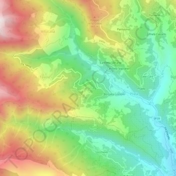Carte topographique Valloria, altitude, relief