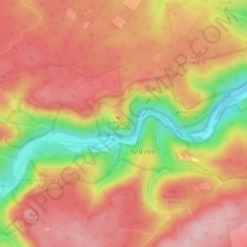 Carte topographique Selkesicht, altitude, relief