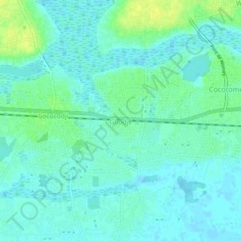 Carte topographique Gbodjè, altitude, relief