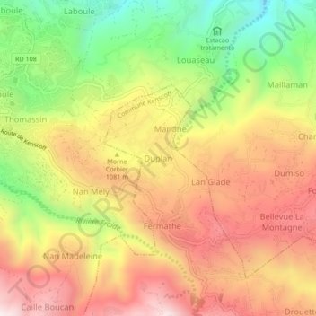 Carte topographique Duplan, altitude, relief
