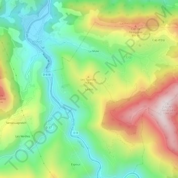 Carte topographique Lastes, altitude, relief
