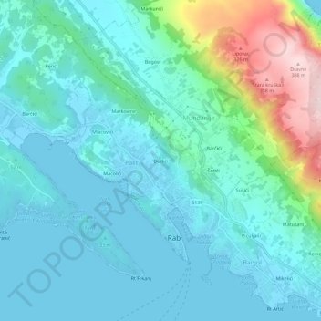 Carte topographique Dudići, altitude, relief