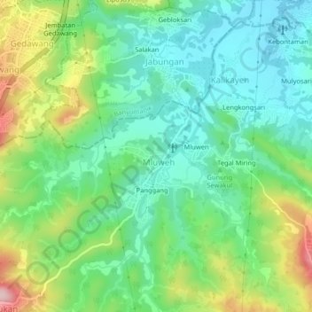 Carte topographique Karanggawang, altitude, relief